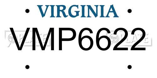 VMP6622 Virginia License Plate