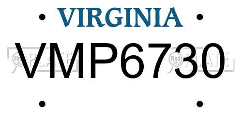 VMP6730 Virginia License Plate