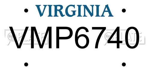 VMP6740 Virginia License Plate