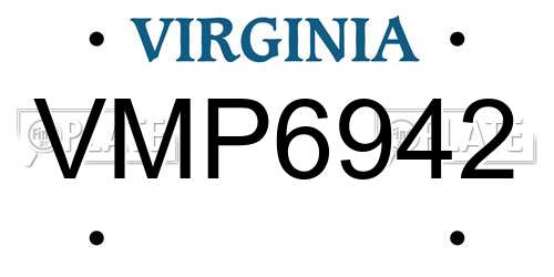 VMP6942 Virginia License Plate