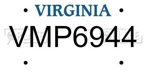 VMP6944 Virginia License Plate