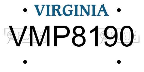 VMP8190 Virginia License Plate