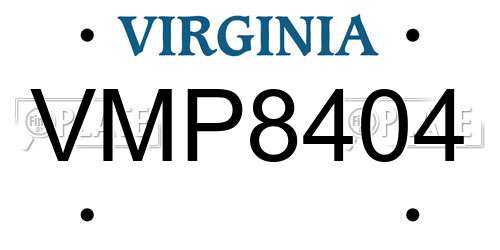 VMP8404 Virginia License Plate