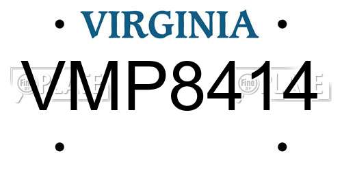 VMP8414 Virginia License Plate