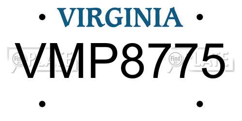 VMP8775 Virginia License Plate