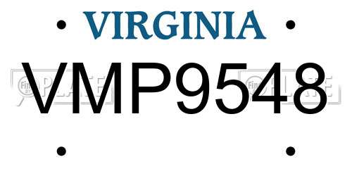 VMP9548 Virginia License Plate