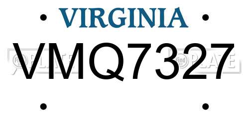 VMQ7327 Virginia License Plate