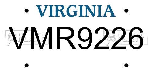 VMR9226 Virginia License Plate
