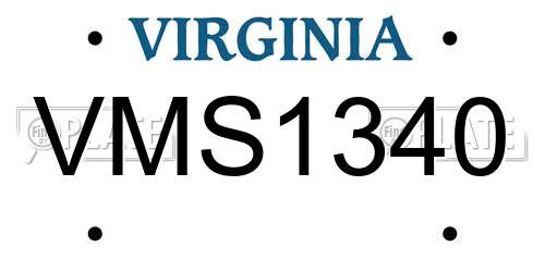 VMS1340 Virginia License Plate