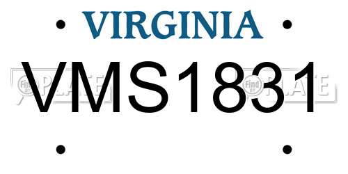 VMS1831 Virginia License Plate