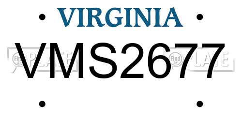 VMS2677 Virginia License Plate