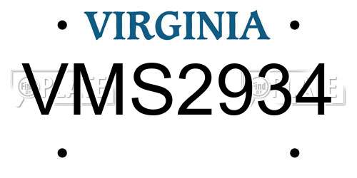 VMS2934 Virginia License Plate