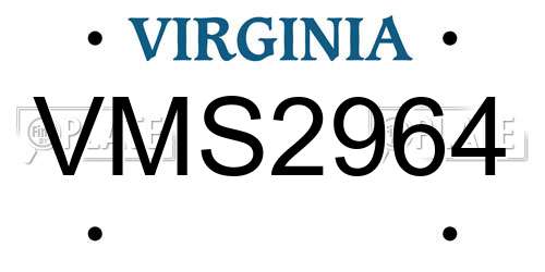 VMS2964 Virginia License Plate