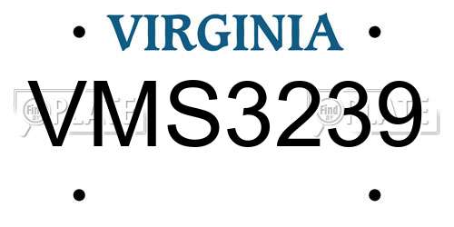 VMS3239 Virginia License Plate