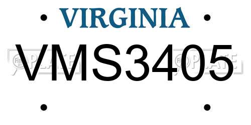 VMS3405 Virginia License Plate