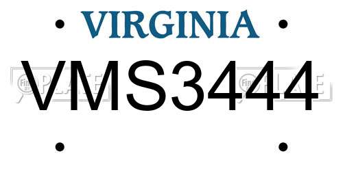 VMS3444 Virginia License Plate