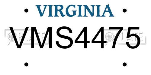 VMS4475 Virginia License Plate