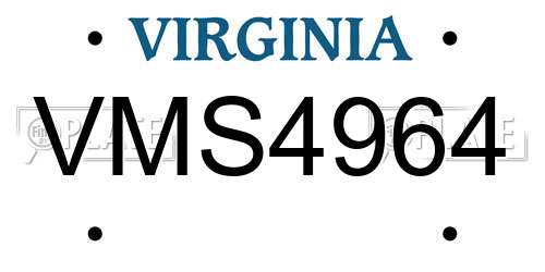 VMS4964 Virginia License Plate