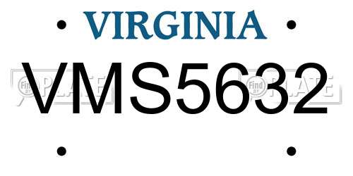 VMS5632 Virginia License Plate
