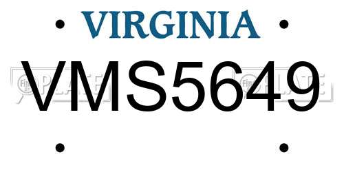 VMS5649 Virginia License Plate