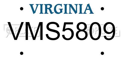 VMS5809 Virginia License Plate