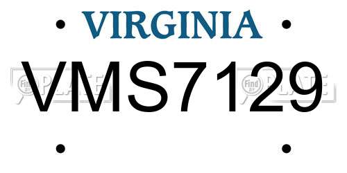 VMS7129 Virginia License Plate