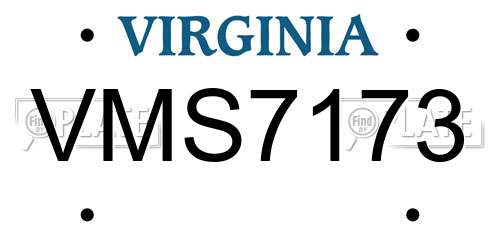 VMS7173 Virginia License Plate