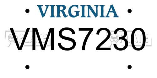 VMS7230 Virginia License Plate