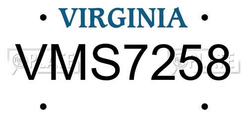 VMS7258 Virginia License Plate