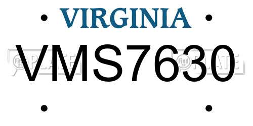 VMS7630 Virginia License Plate