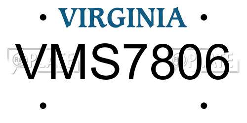 VMS7806 Virginia License Plate