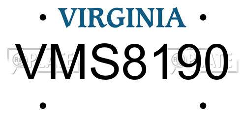 VMS8190 Virginia License Plate