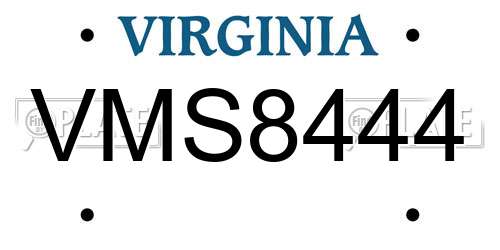 VMS8444 Virginia License Plate