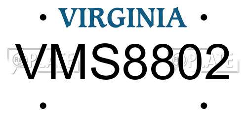 VMS8802 Virginia License Plate