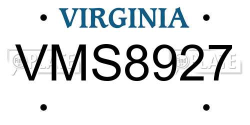 VMS8927 Virginia License Plate