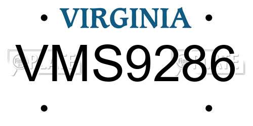 VMS9286 Virginia License Plate