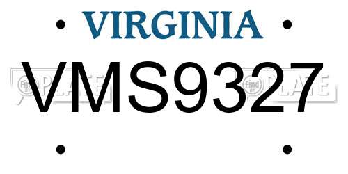 VMS9327 Virginia License Plate