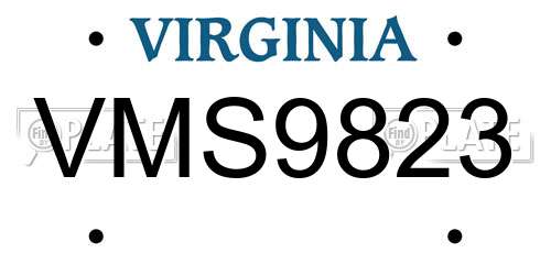 VMS9823 Virginia License Plate