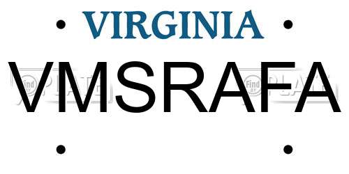 VMSRAFA Virginia License Plate