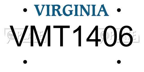 VMT1406 Virginia License Plate