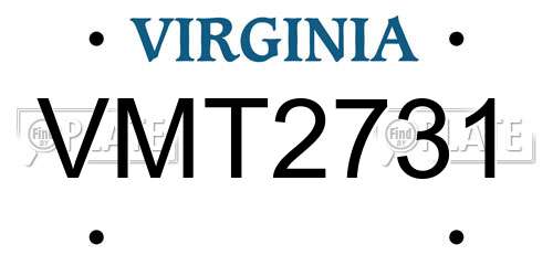 VMT2731 Virginia License Plate