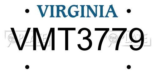 VMT3779 Virginia License Plate