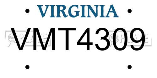 VMT4309 Virginia License Plate