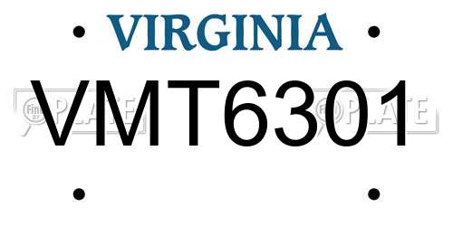 VMT6301 Virginia License Plate