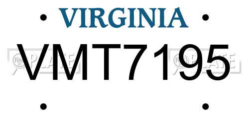 VMT7195 Virginia License Plate