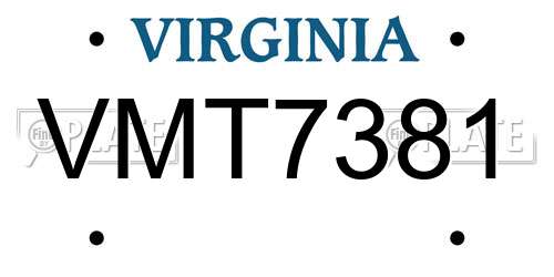VMT7381 Virginia License Plate