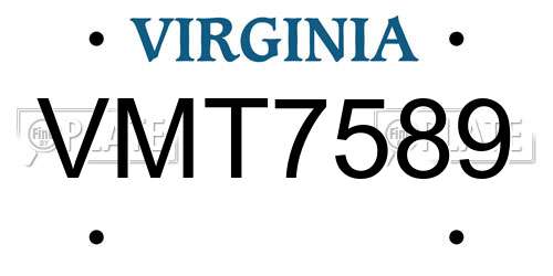VMT7589 Virginia License Plate