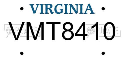 VMT8410 Virginia License Plate