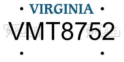 VMT8752 Virginia License Plate