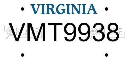VMT9938 Virginia License Plate